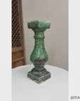 Green Glaze Ceramic Columns with Weathered Texture