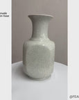 Elegant White Ceramic Vase with Intricate Crackle Finish