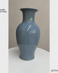 Elegant Blue Ceramic Vase with Intricate Crackle Design