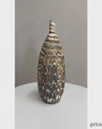 Elongated Brown, White & Black Drip Prem Vase