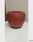 Burnt Orange Cinnabar Hibachi with Hand-Carved Designs