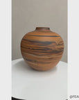 Black and Orange Canyon Drift Round Prem Vase