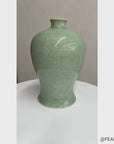 Light Green Crackle Ceramic Vase with Round Body