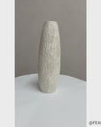 Textured White Bark Styled Ceramic Vase with Round Opening