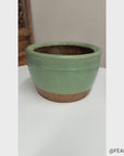 Small Green Rounded Ceramic Garden Planter