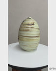 Rounded Cream and Brown Swirled Ceramic Vase