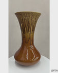 Large Golden Amber Vase with Dramatic Drip Glaze Finish
