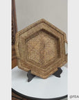 Rattan and Bamboo Woven Hexagonal Tray with Side Handles