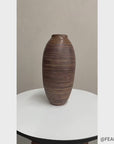 Ceramic Vase with Two-Tone Brown Rounded Streaks