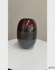 Round Steel Grey & Red Ceramic Vase with Black Center