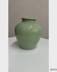 Seafoam Green Ceramic Vase with Rounded Silhouette
