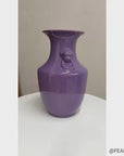 Purple Ceramic Vase with Twin Lion Handles