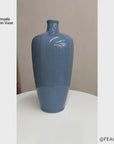 Crackle Blue Glazed Ceramic Vase with Tapered Body