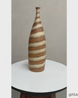 Brown and Cream Ceramic Vase with Flared Neck