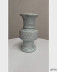 White Crackle Ceramic Vase with Bold Geometric Stacked Form