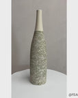 Ceramic Vase with Green & White Splatter Design & White Neck