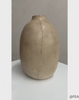 Round Brown & White Small Checkered Patterned Ceramic Vase