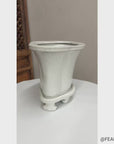 White Ceramic Planter with Footed Tray