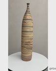 Tall and Slender Beige & Clay Brown Ceramic Vase