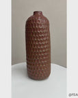 Textured Ceramic Vase in Orange-Brown & Moss Green Finish