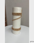 White Black Cylindrical Ceramic Vase with Rope Design