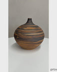 Small Black and Orange Canyon Drift Round Prem Vase