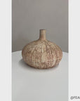 Small and Round Textured Sand and Cream Prem Vase