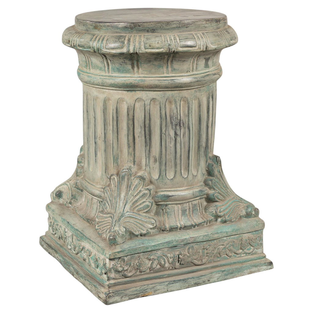 Verdigris bronze Neoclassical pedestal rotating view