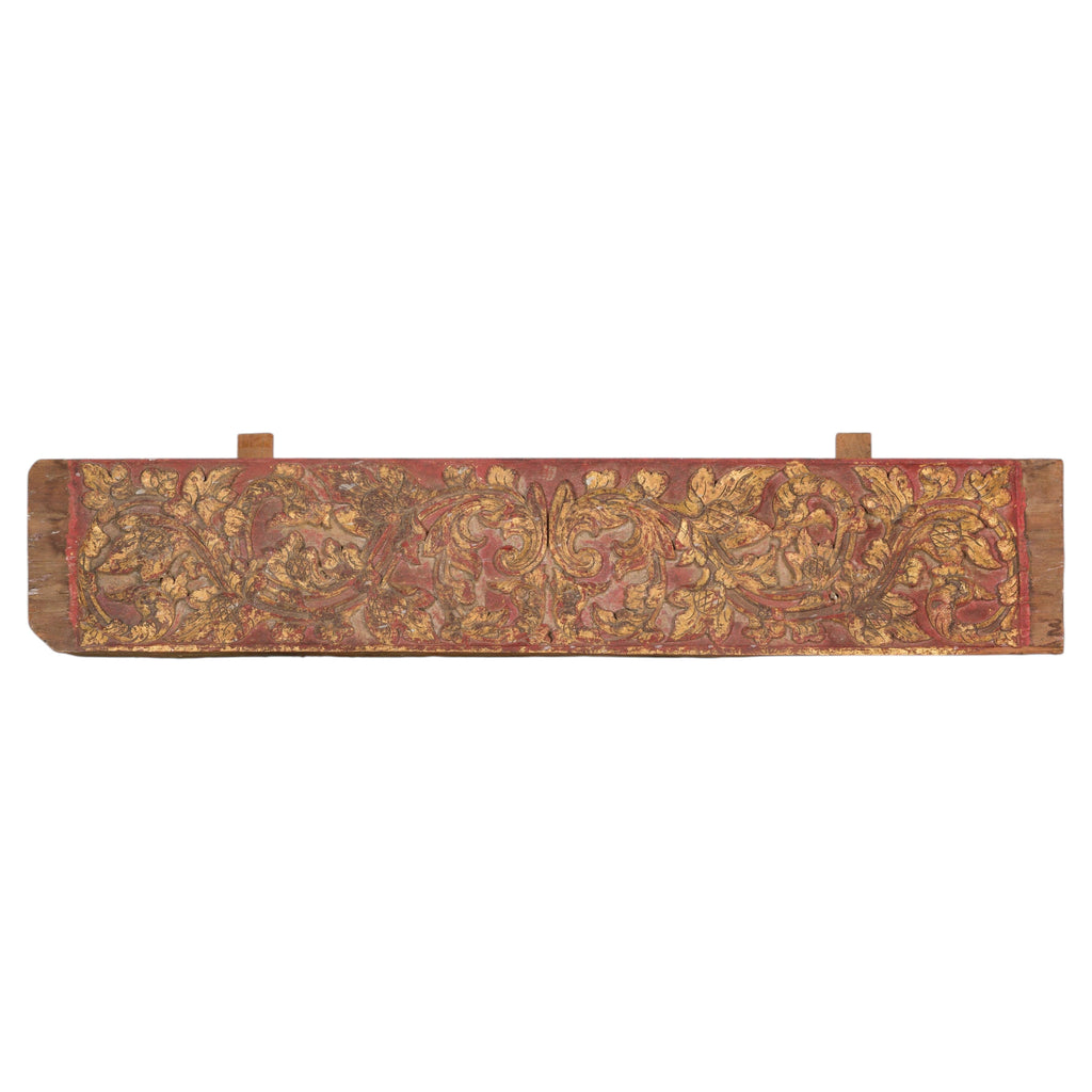 Antique Indonesian Gilt and Red Carved Architectural Panel rotating view