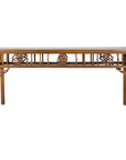 Antique Chinese long console table with carved apron rotating view