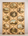 Vintage Chinese Three-Panel Painted Leather Screen rotating view