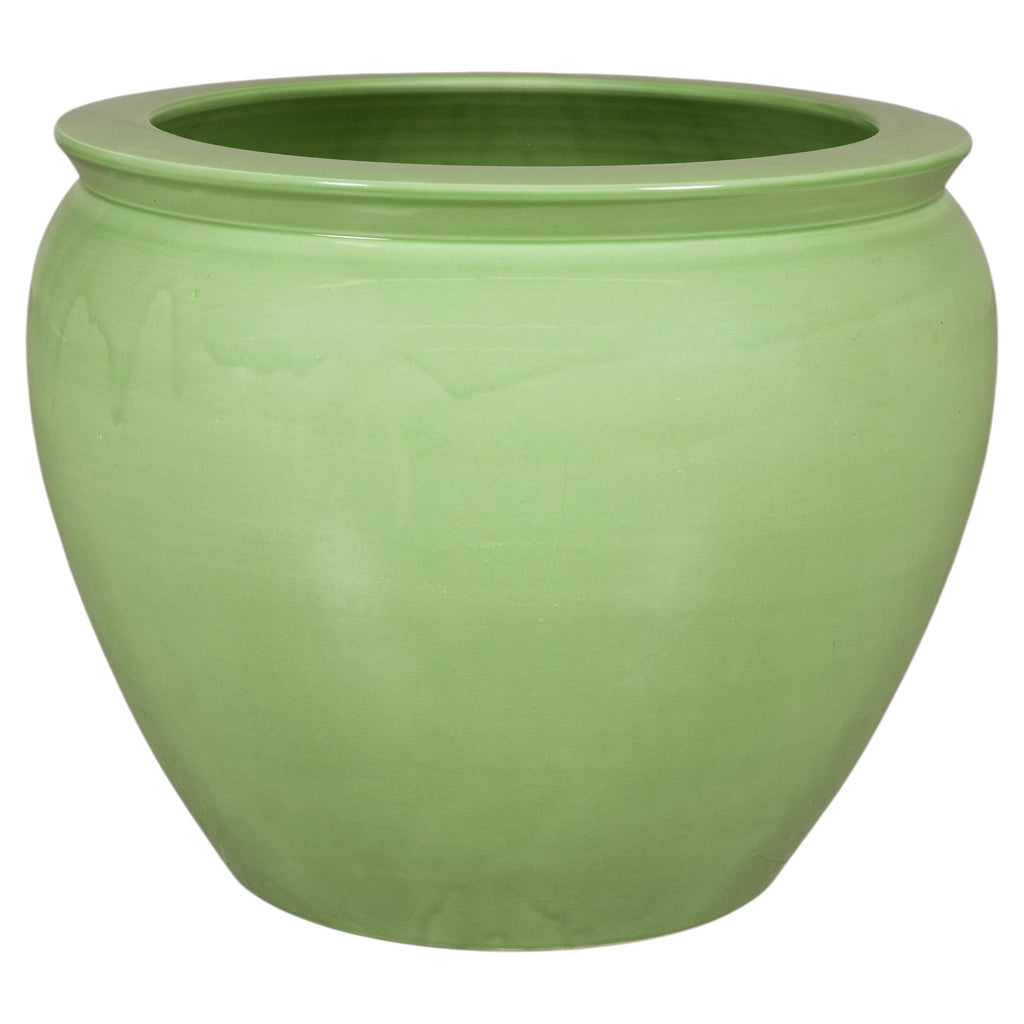 Mid-Century Chinese Apple Green Glazed Ceramic Planter rotating view