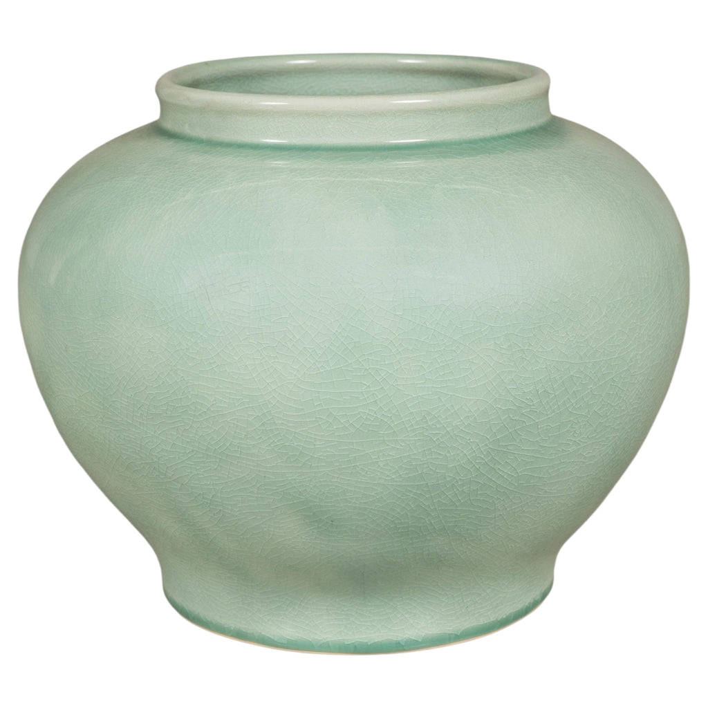 Vintage Chinese celadon crackle glaze ginger jar vase rotating view