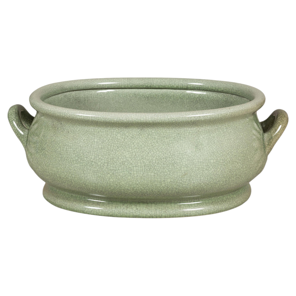 Vintage Chinese celadon crackle glaze footbath rotating view