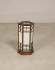 Vintage Japanese Hexagonal Wood and Rice-Paper Table Lamp rotating view