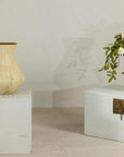 Artisan Ceramic Vase with Textured Drip Glaze and Flared Neck rotating view