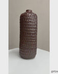Textured Ceramic Vase in Reddish-Brown & Olive Green Finish