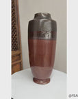 Copper Brown & Metalic Grey Ceramic Vase with Drip Design