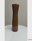 Tall Cylindrical Ceramic Amber Brown Column Vase