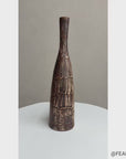 Wood Brown & White Bottle Shaped Ceramic Vase