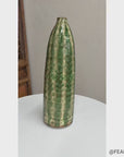Textured Green & Cream Ceramic Vase with Star Design