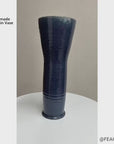 Tall Deep Blue Glazed Ceramic Vase with Wide Mouth