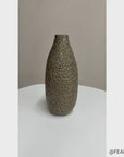 Warm Olive-Taupe Ceramic Vase with Organic Abstract Pattern