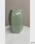 Light Green Crackle Glaze Hexagonal Lidded Jar