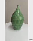 Round Green Snakeskin Design Vase with Small Narrow Neck