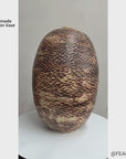 Large Round Ceramic Vase with Brown & Cream Snakeskin Design