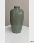 Celadon Green Vase with Rounded Body and Crackle Detail