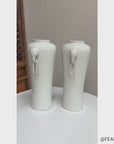 Pair of White Ceramic Vases with Elephant Head Handles