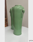 Pair of Celadon Ceramic Vases with Elegant Ring Handles
