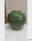 Wabi Sabi Character Green Glazed Stoneware Water Jar